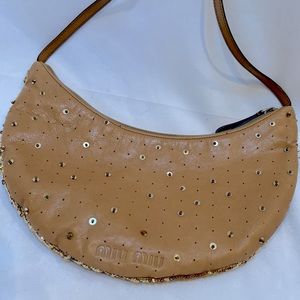 Authentic vintage Y2K Miu Miu leather and sequin crescent bag